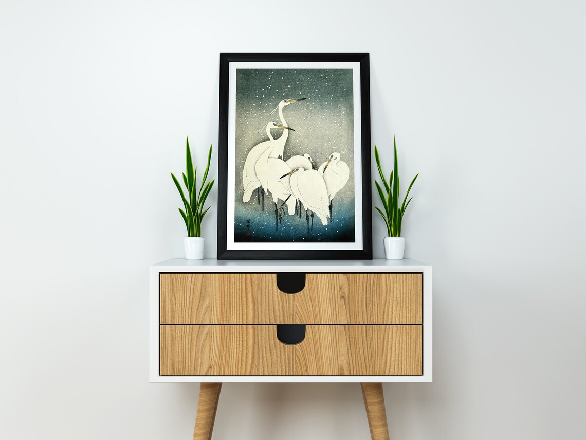 Ohara Koson Group Of Egrets Art Print - Image 2
