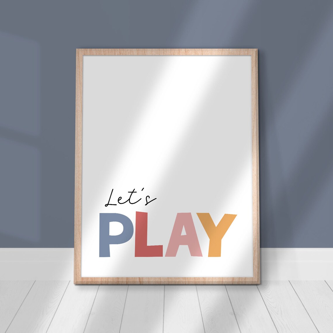 Let's Play Colorful Block Letters Playroom Kids Quote Poster - Image 2
