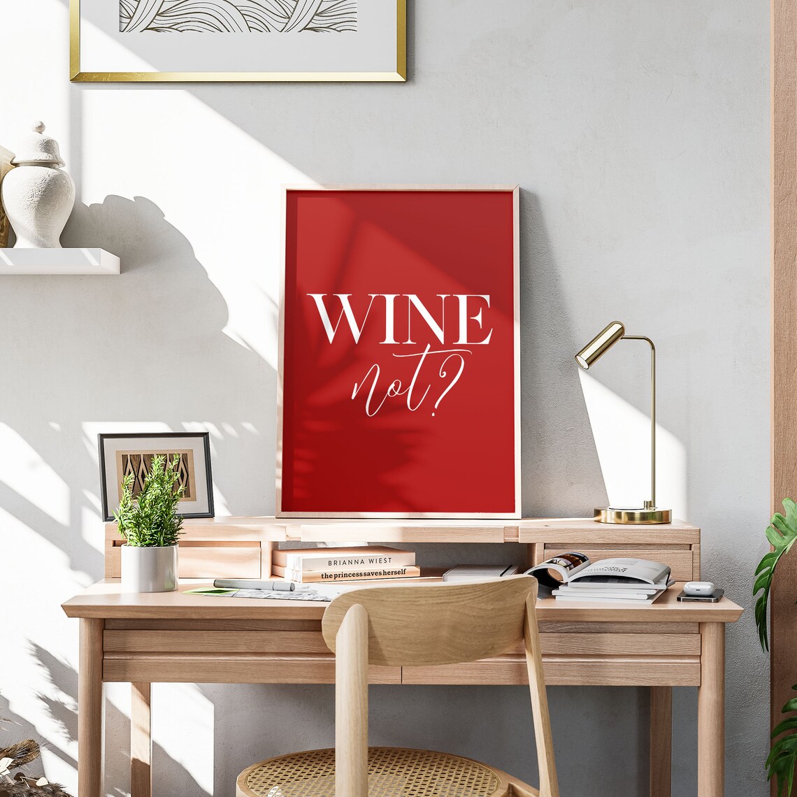 Wine Not Red Funny Kitchen Bar Cocktail Party Art Quote Poster - Image 3