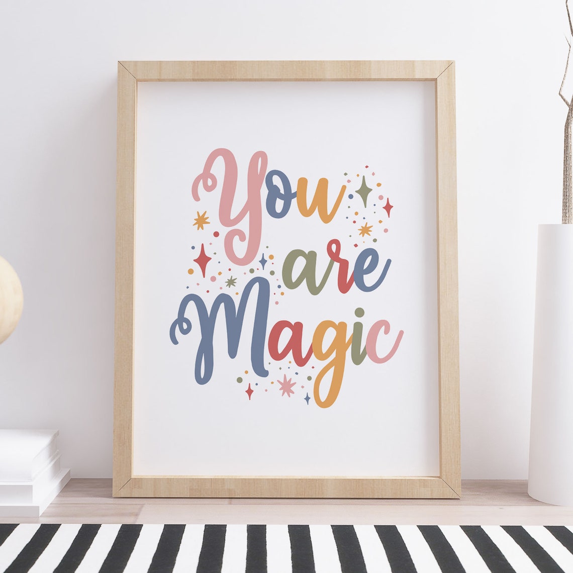 You Are Magic Colorful Boho Script Starry Nursery Quote Poster - Image 3