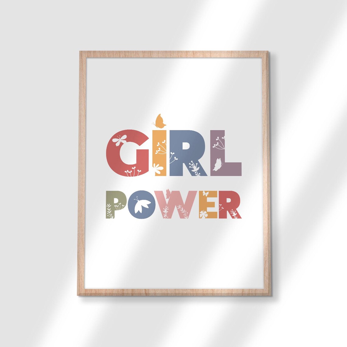 Girl Power Floral Letter Quote Poster Kids Room Playroom Decor - Image 3