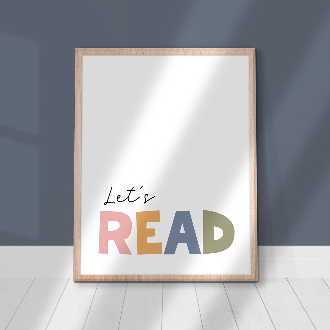 Let's Read Pastel Kids Reading Corner Nursery Typography Poster - Image 2