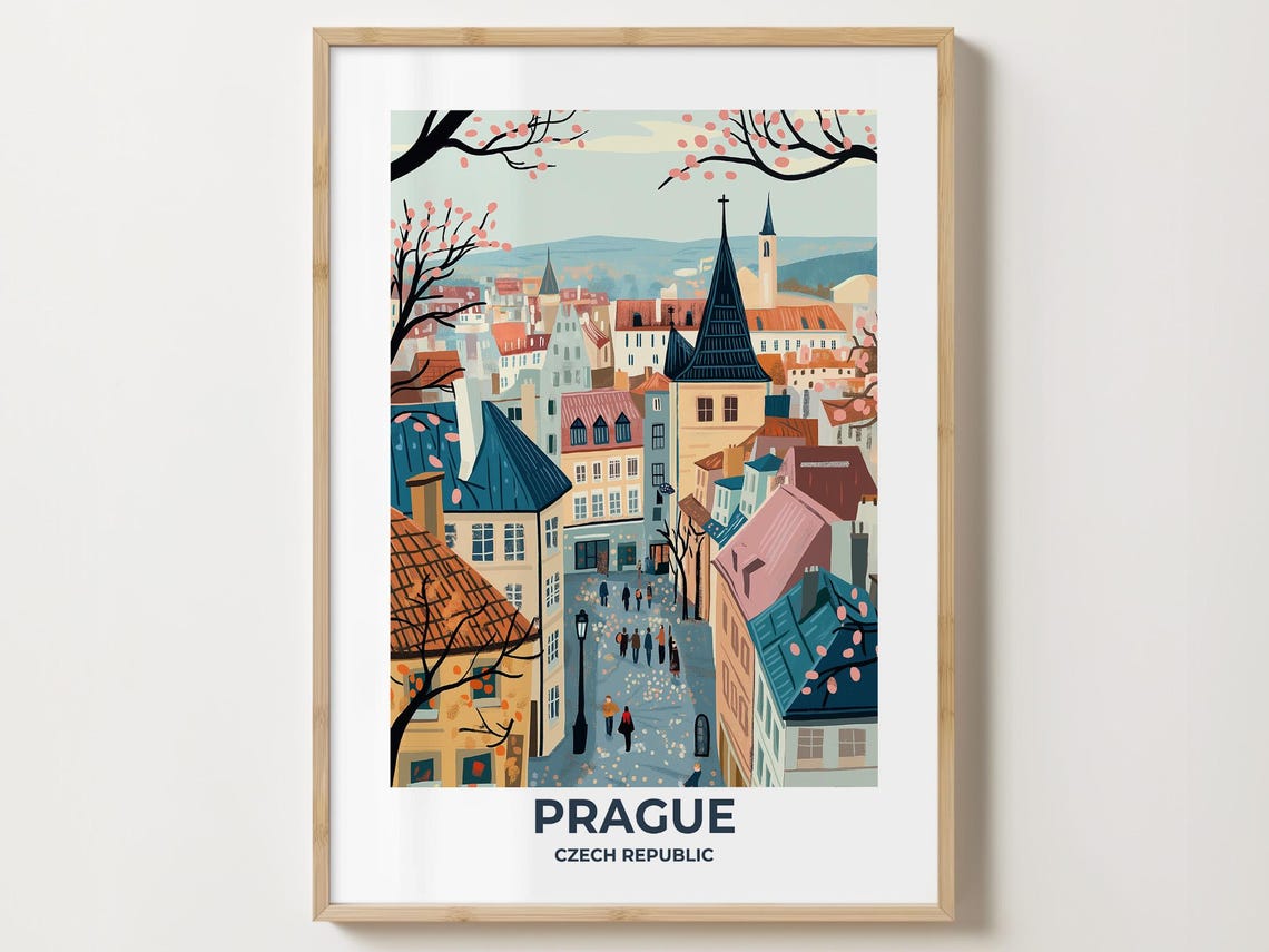 Prague Travel Poster Prague Poster Prague Travel Print Prague City Print Travel Print Travel Poster Prague Wall Decor Prague Art Print
