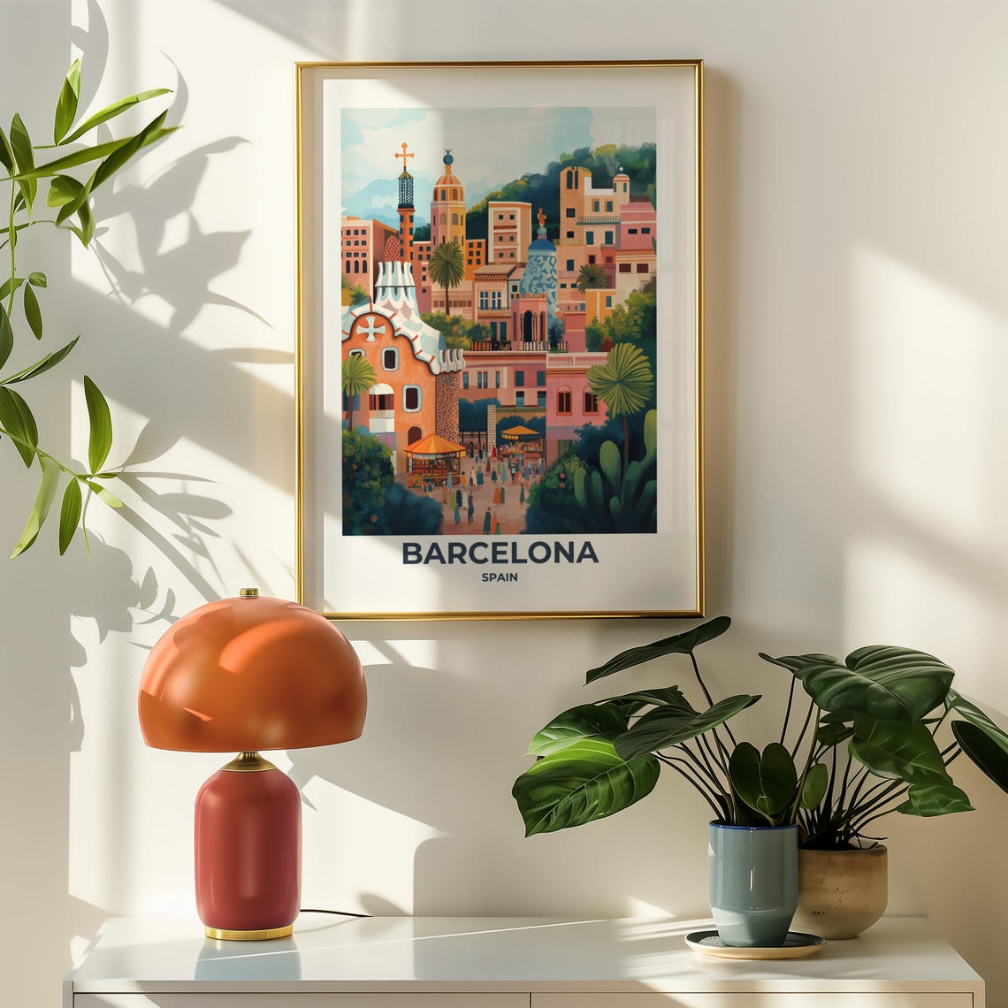 Barcelona Gaudi Mosaic Park Guell Hillside Skyline Spain Poster - Image 5
