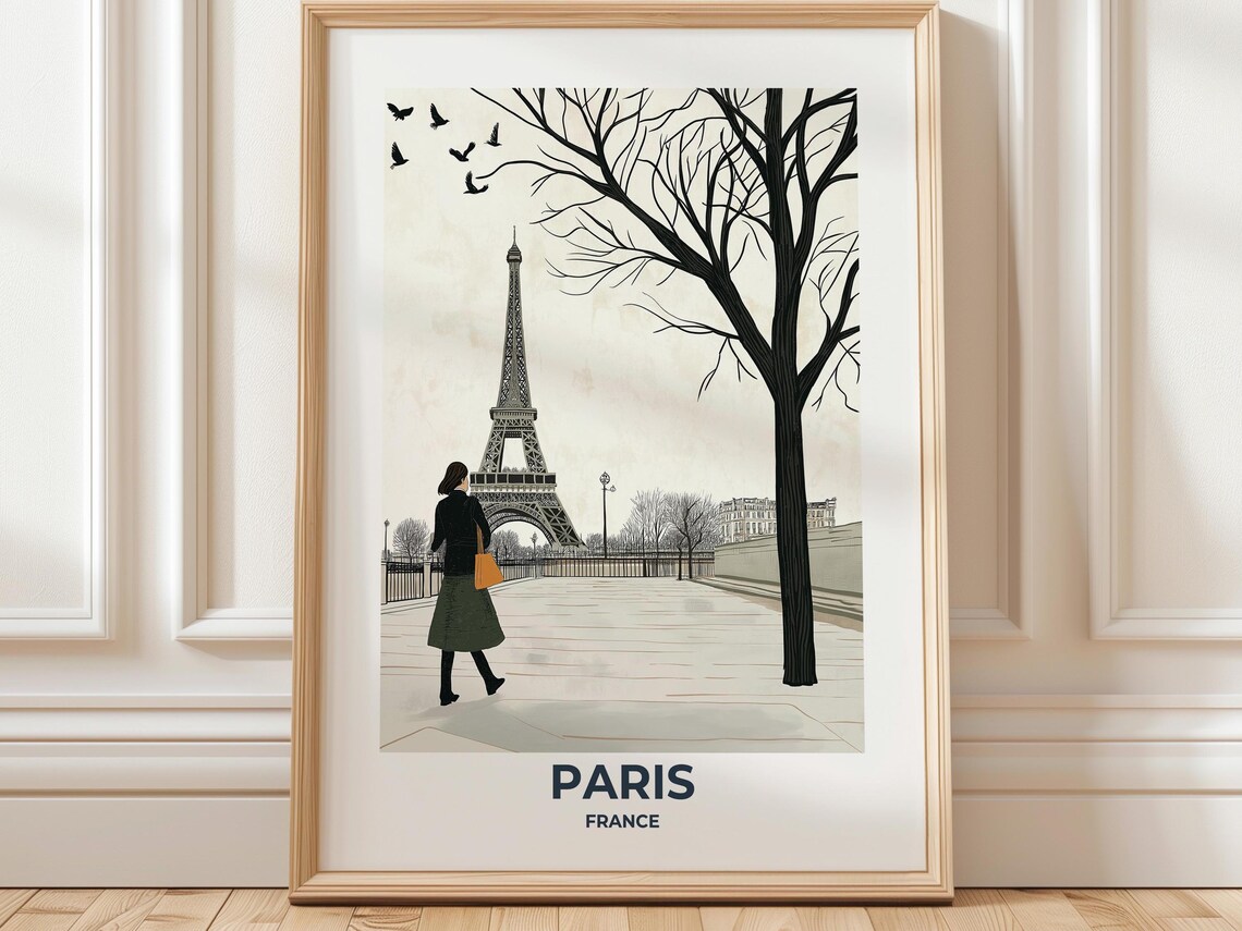 Paris Eiffel Tower on a Quiet Morning Minimalist Travel Poster