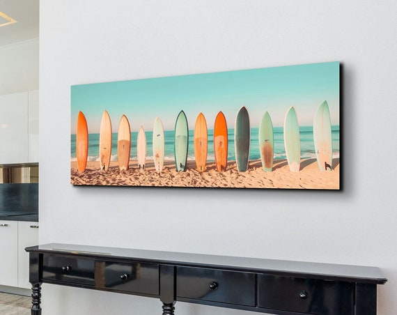 Pastel Surfboard Lineup Retro Style Art Print