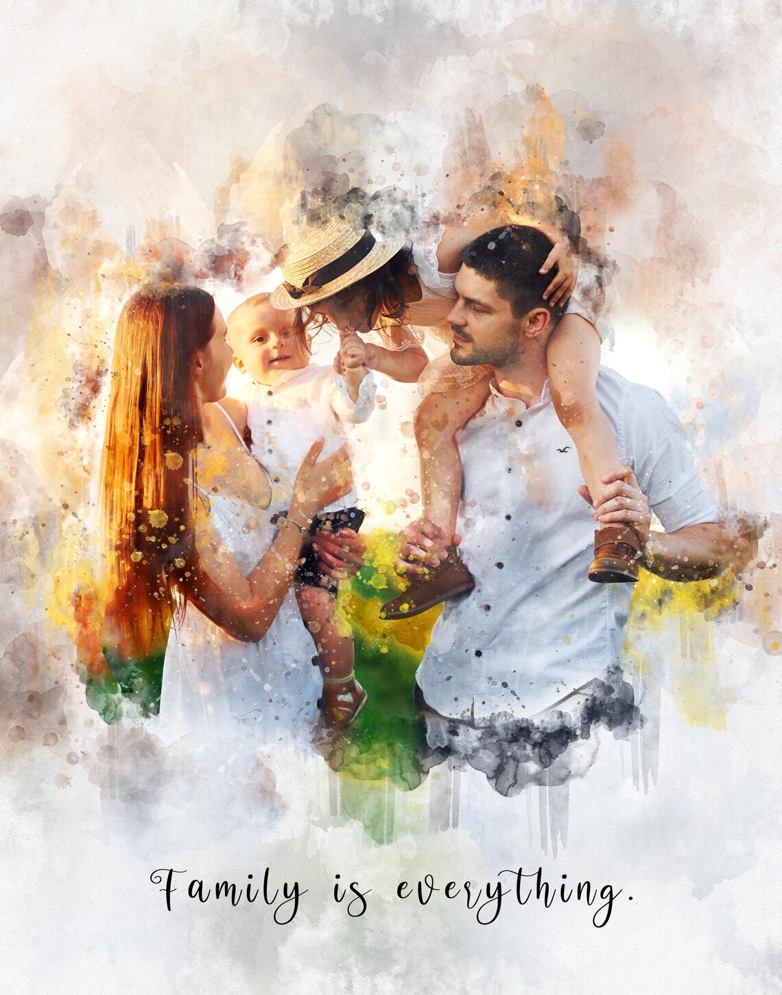 Family Is Everything Watercolor Quote Family Portrait Poster - Image 3