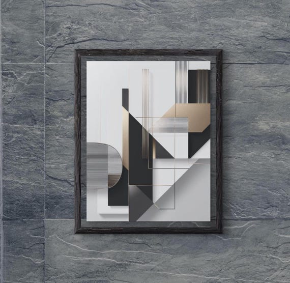 Abstract Wall Art Black And Gold Abstract Art Prints Geometrical Wall Art Office Decor Office Wall Art Minimalist Wall Art