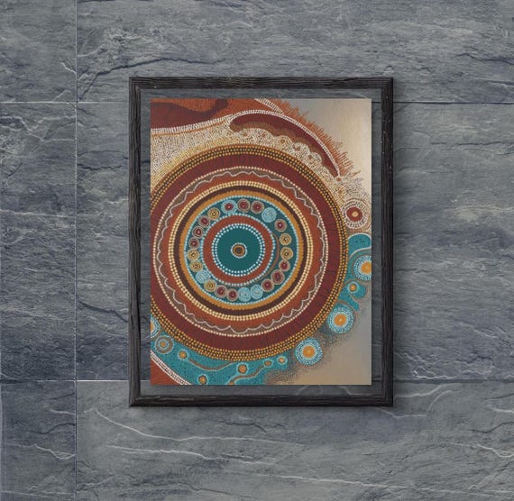 Aboriginal Dot Art Print, Australian Home Office