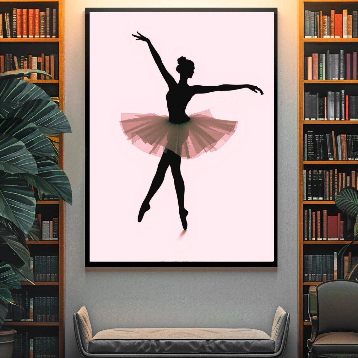 Ballerina Pink Tutu Silhouette Elegant Ballet Pose Minimal Nursery Poster - Image 4