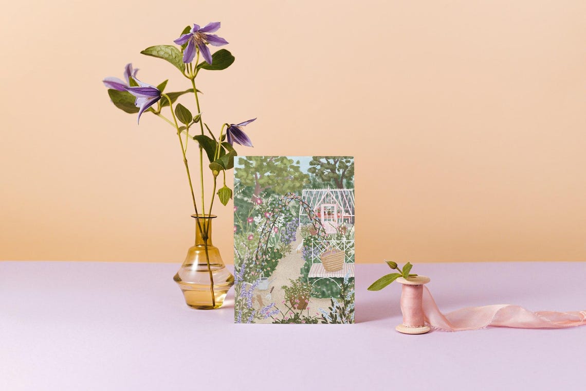 Cottage Garden Greeting Card, Floral Wildlife - Image 5