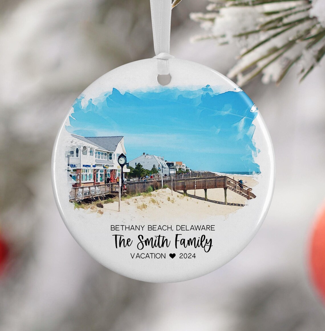 Bethany Beach Delaware Ornament Personalized Travel Poster