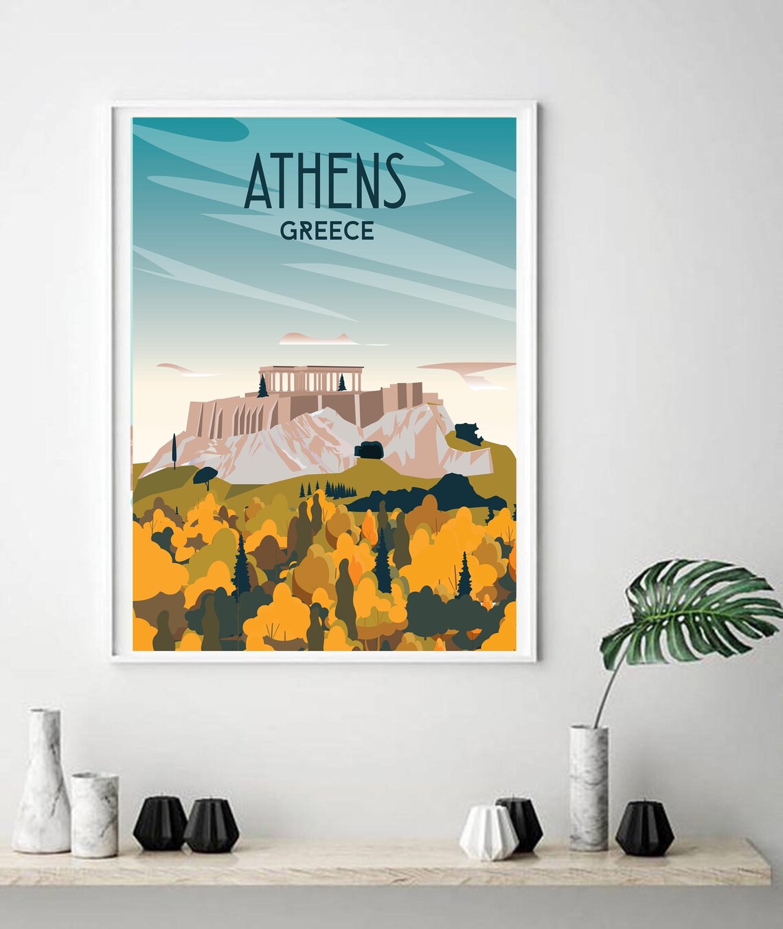 Athens Greece Acropolis Parthenon Autumn Trees Vintage Travel Poster - Image 2