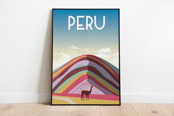 Peru Rainbow Mountains Travel Poster Sizes Inches 8x10 12x16 12x18 16x20 18x24 24x36