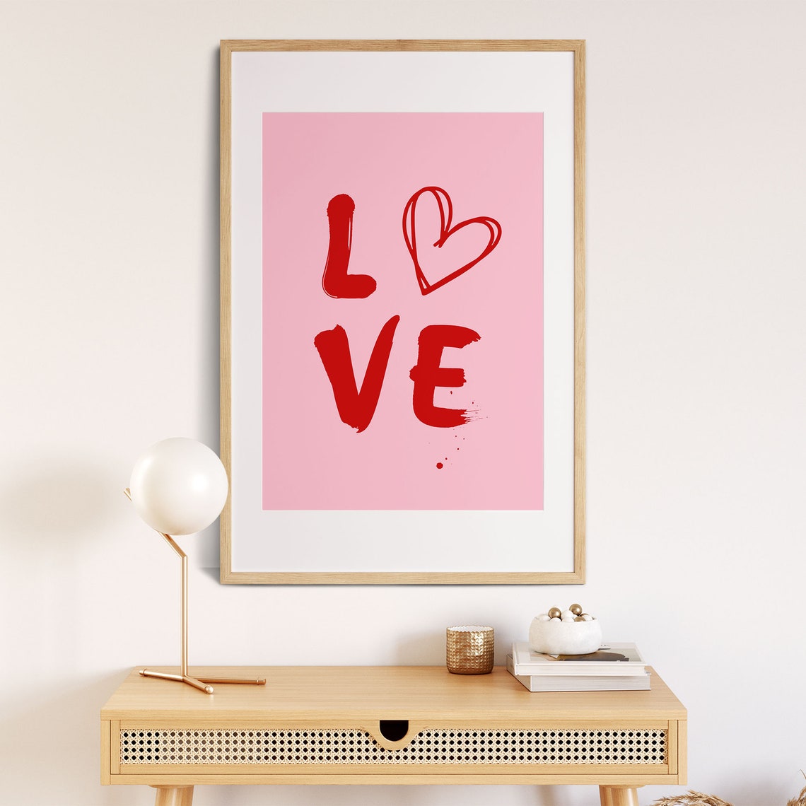 Love Typography Pink Preppy Valentine Room Decor Heart Poster - Image 8
