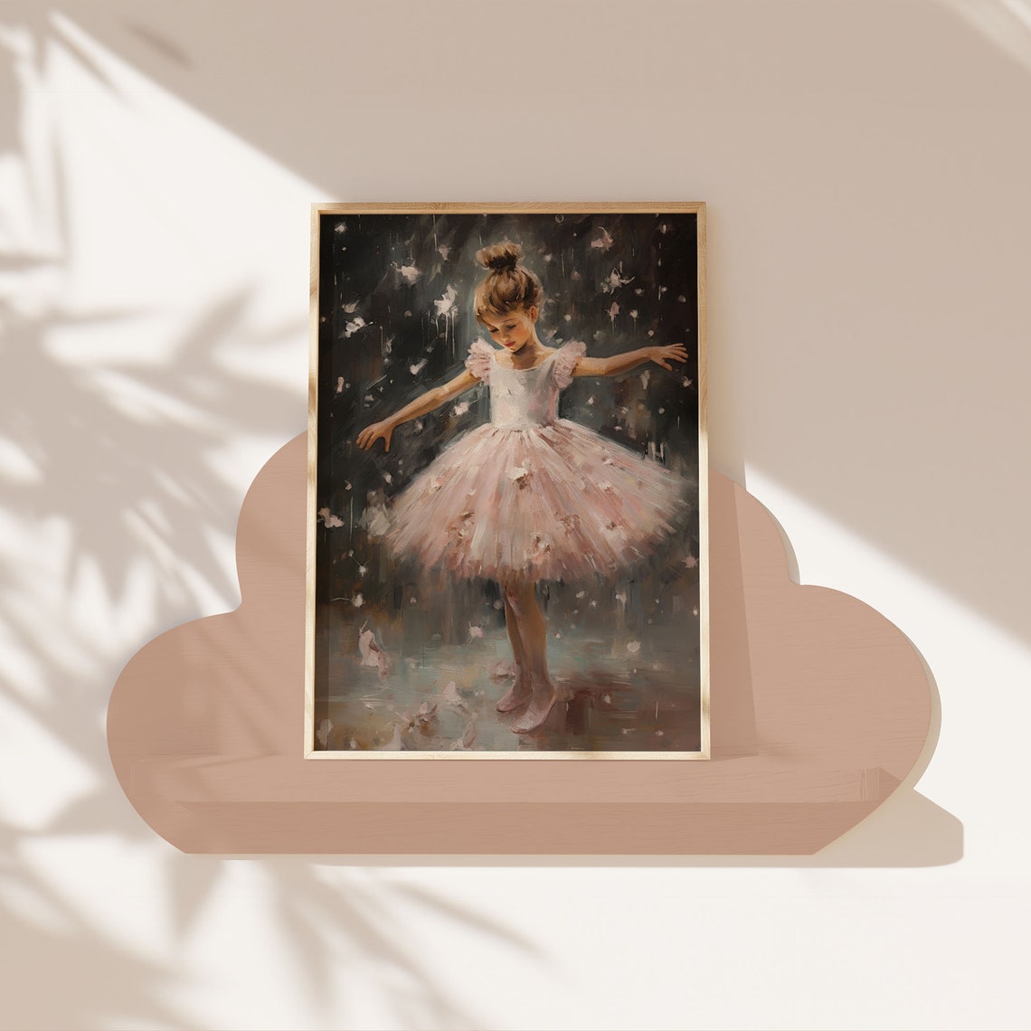 Little Ballerina White Tutu Dancing Falling Petals Painterly Poster - Image 7