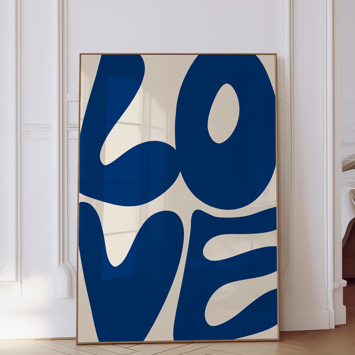 Love Navy Blue Retro Coastal Wall Art Print