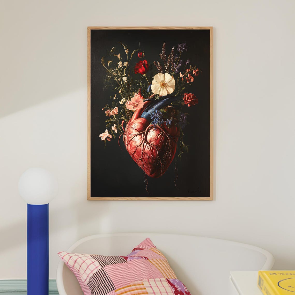 Human Heart Painting Heart Print Vintage Floral Anatomy Print Vintage Halloween Print Medical Wall Art Organ Print - Image 2