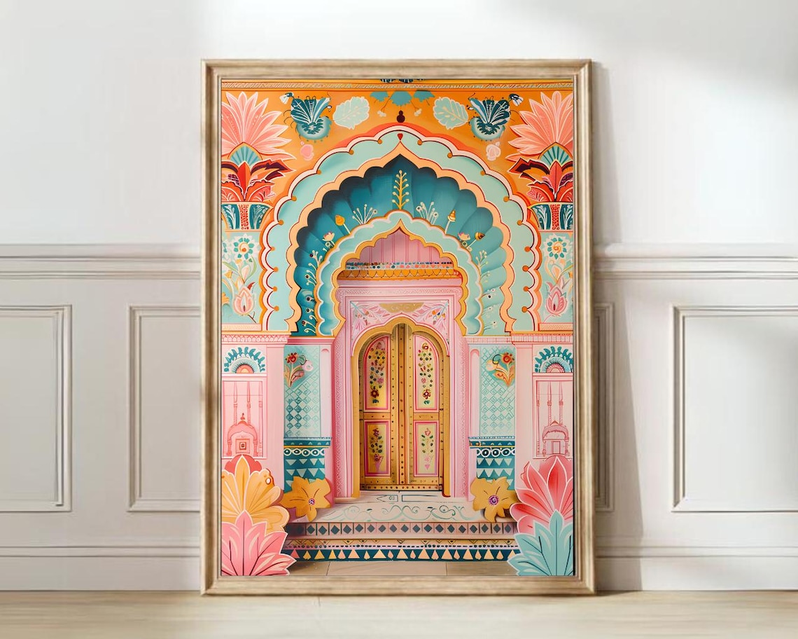 India Illustration, Jaipur Travel Poster Art Print