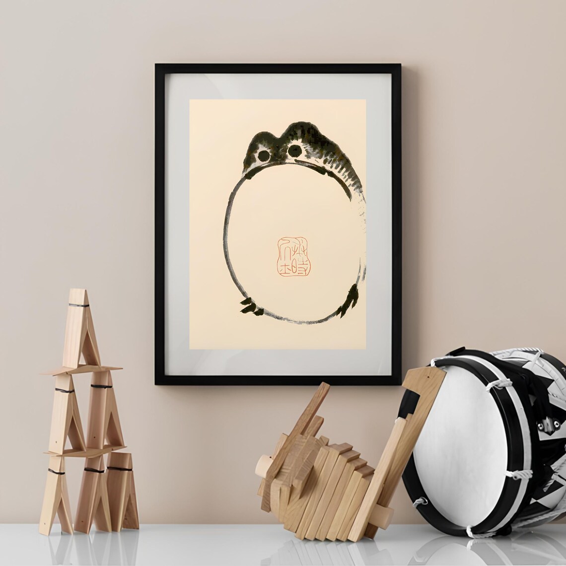 Matsumoto Hoji Frog Japanese Ink Painting Funny Animal Poster - Image 3