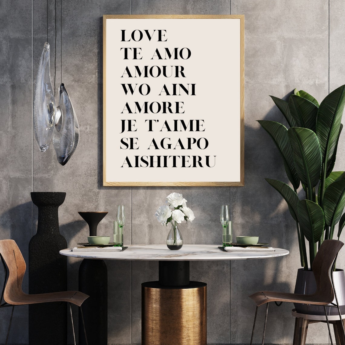 I Love You In Eight Languages Serif Typography Love Words Poster - Image 2