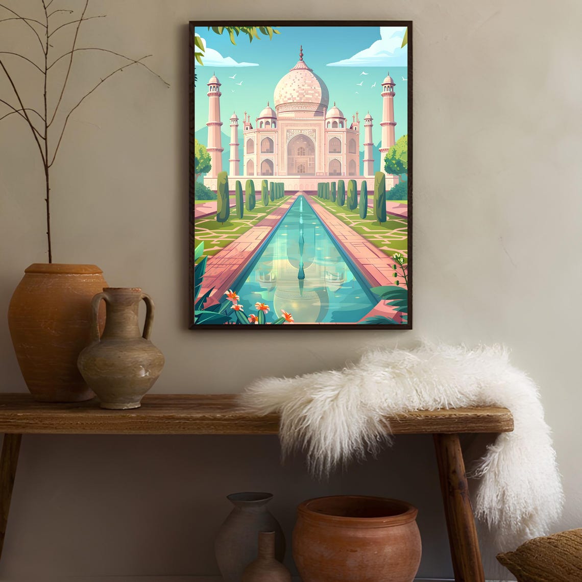 India Print India Illustration Taj Mahal Print Taj Mahal Poster India Travel Poster India Painting India Gift Travel Gallery Nursery Decor - Image 2