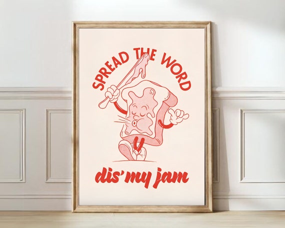 Retro Breakfast Print, Vintage Coffee and Bread Art