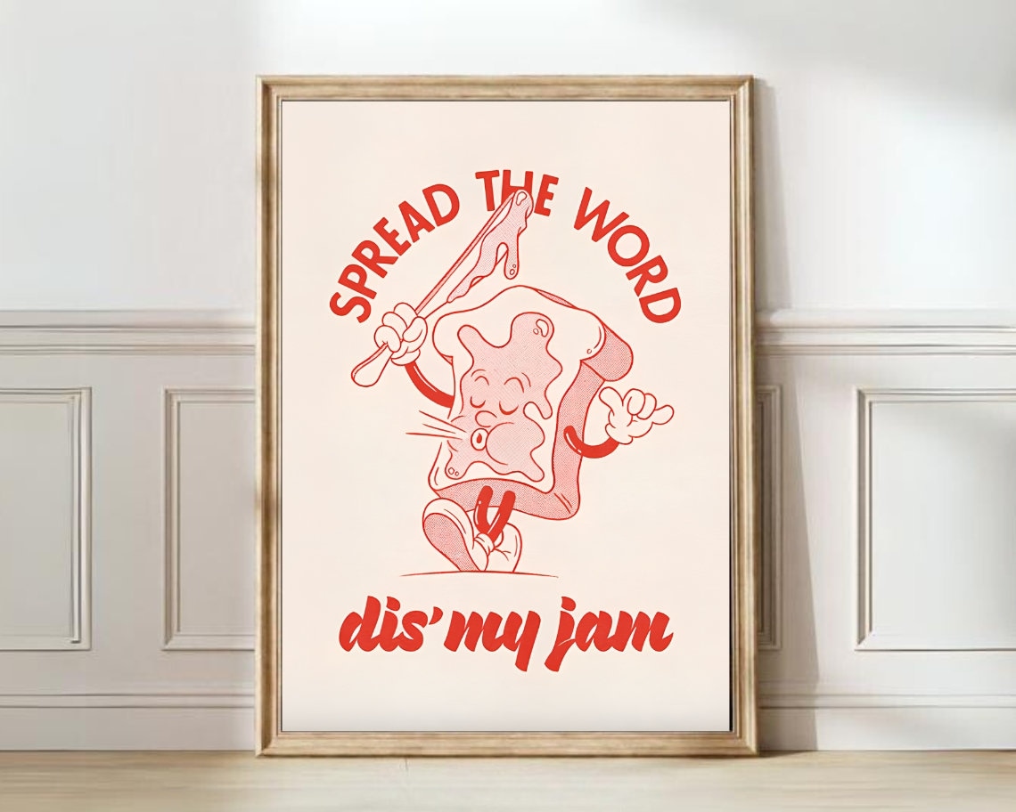 Retro Breakfast Print, Vintage Coffee and Bread Art