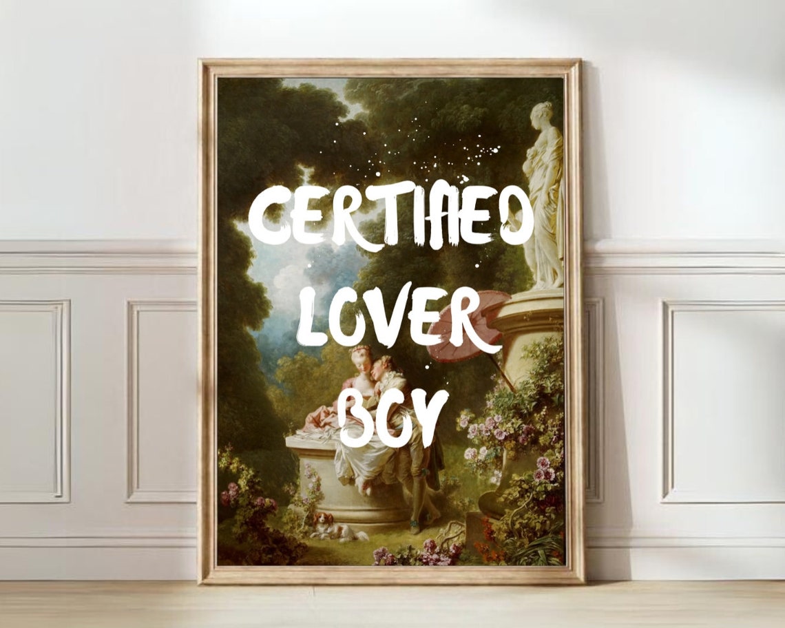Certified Lover Boy Altered Classical Painting Maximalist Poster