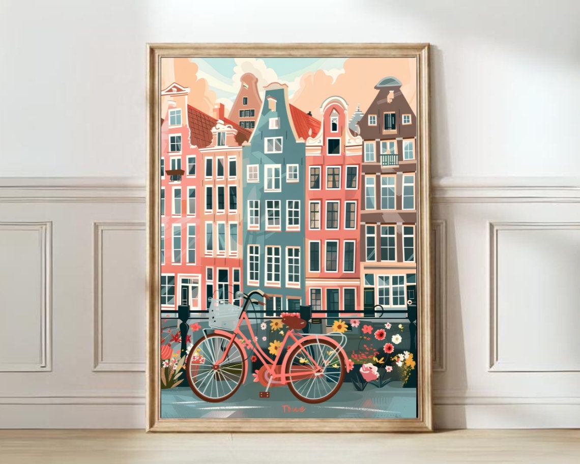 Amsterdam Travel Poster, Nursery Room Illustration