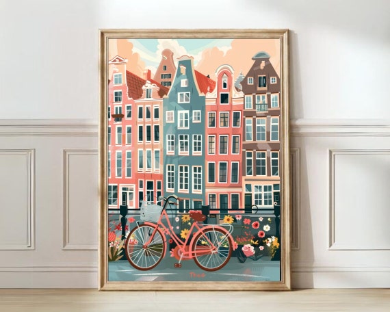 Amsterdam Travel Poster, Nursery Room Illustration