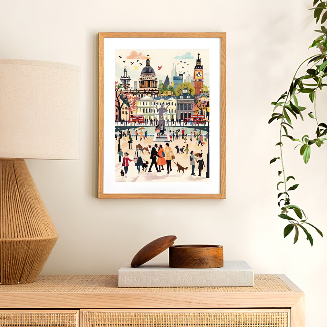 London St Pauls Cathedral Big Ben Red Buses Illustrated Poster - Image 3
