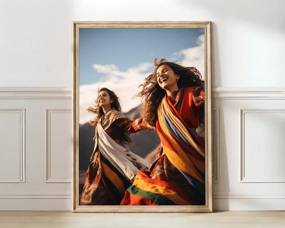 Joyful Afghan Women in Traditional Dress Cultural Photography Poster