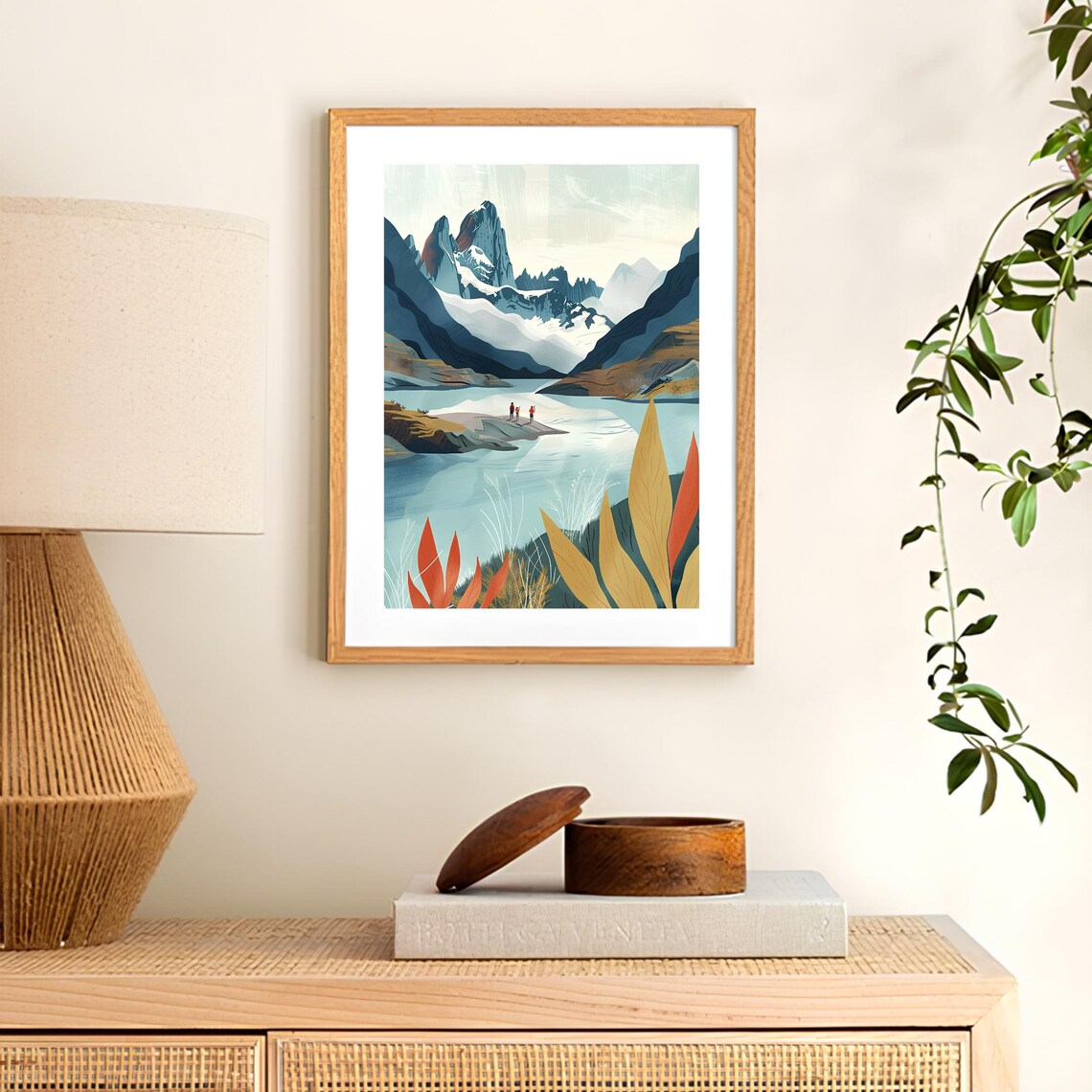 Patagonia Chile Travel Poster, Mountain Illustration - Image 2