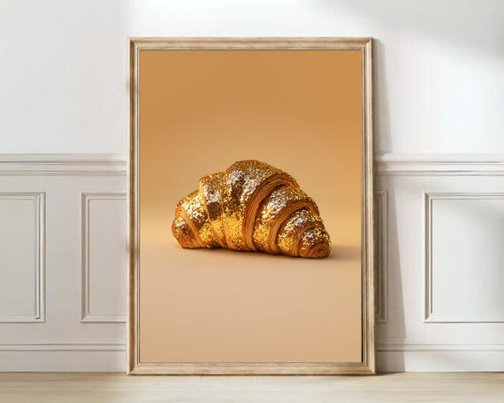 Disco Croissant Print Golden Croissant Poster Glitter Pop Art Croissant Print Dining Room Print Funky Croissant Print Kitchen Print