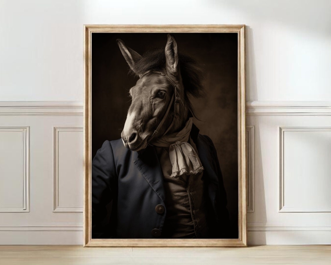 Victorian Donkey Portrait In Dapper Gentleman Attire Art Poster