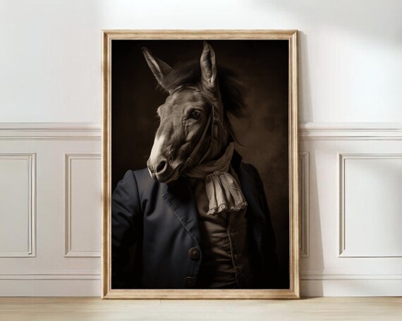 Victorian Donkey Portrait In Dapper Gentleman Attire Art Poster