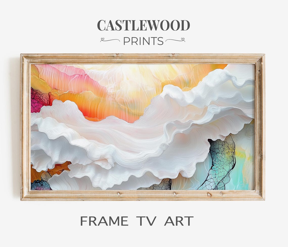Vibrant Multicolor Abstract Ocean Waves Coastal Frame TV Art Poster