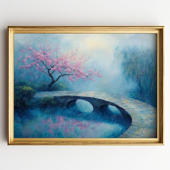 Soft Misty Morning In Chinese Tea Garden Oriental Landscape Tranquil Spring Scene Asian Wall Art Decor Print 368