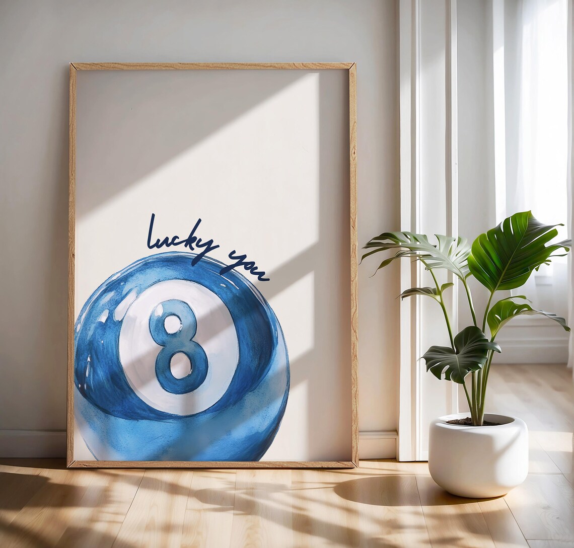 8 Pool Ball Poster, Retro Maximalist Apartment Decor - Image 3