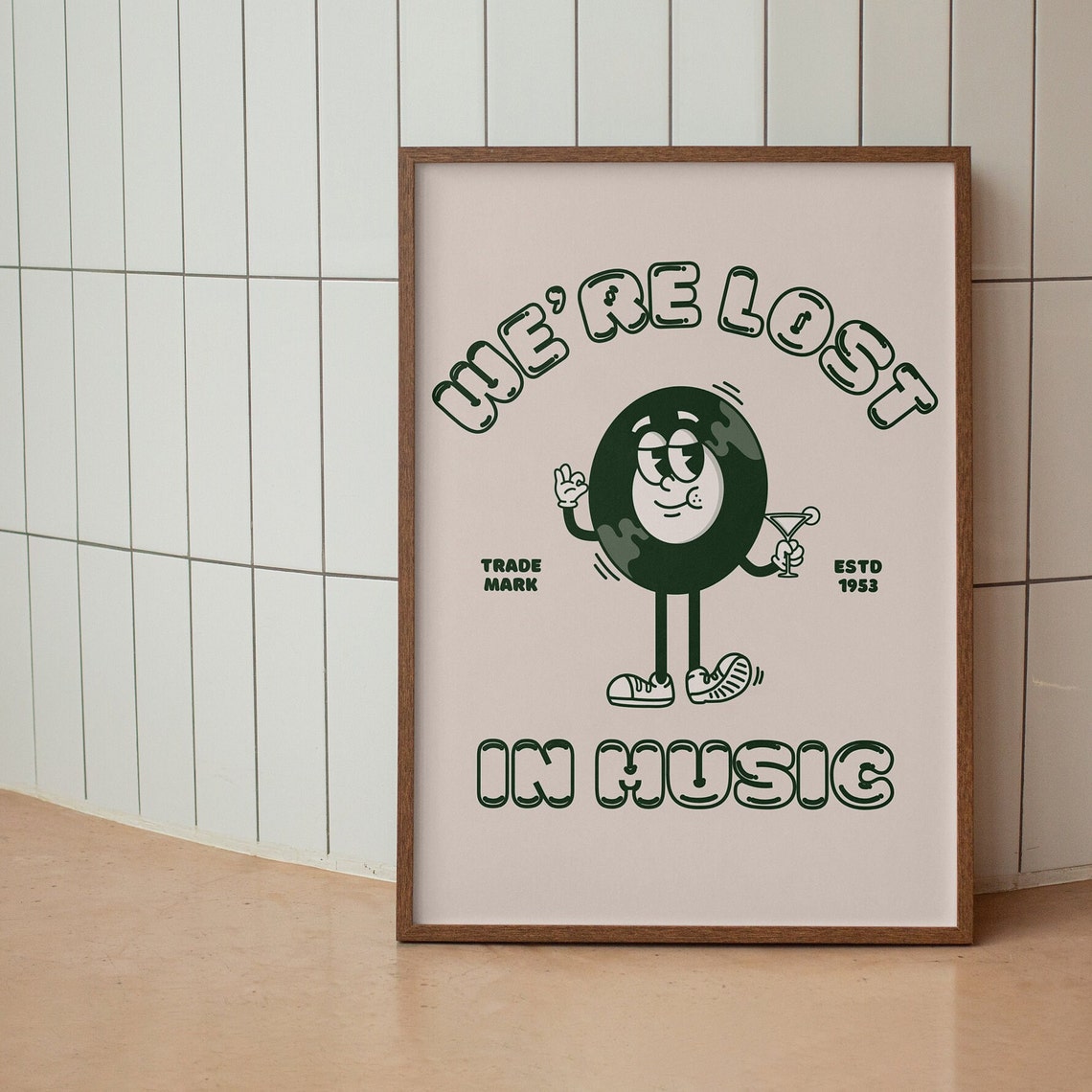 Were Lost in Music Retro Vinyl Record Mascot Poster for Music Rooms - Image 3