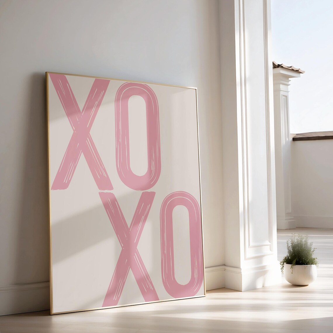 XOXO Pink Brush Lettering Poster for Dorm Rooms and Bedrooms - Image 2
