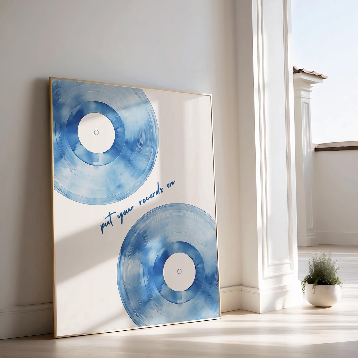 Blue Vinyl Record Retro Music Poster, Maximalist Decor - Image 4