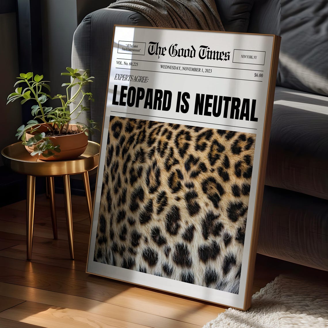 Leopard Is Neutral Funny Newspaper Front Page Poster Wild Fur Art - Image 2
