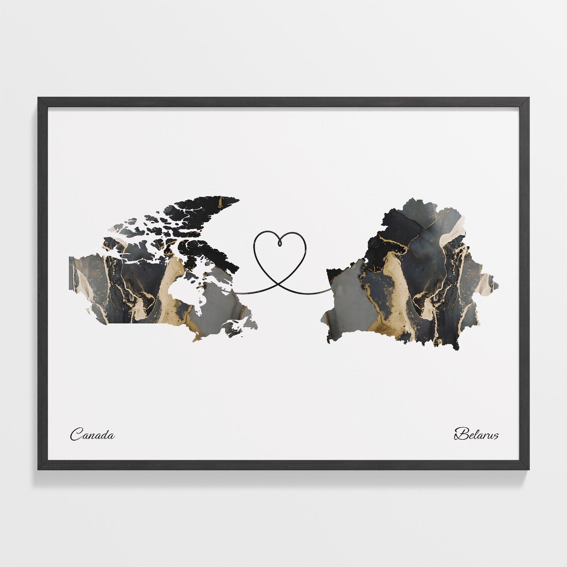 Canada to Belarus Map Poster, Travel Gift