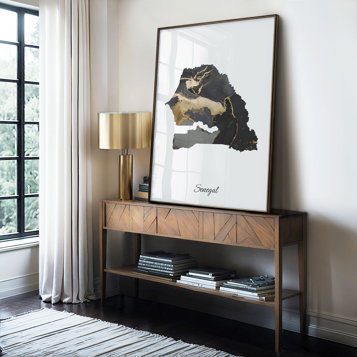 Senegal Elegant Country Map Black Gold Marble Minimalist Poster - Image 4