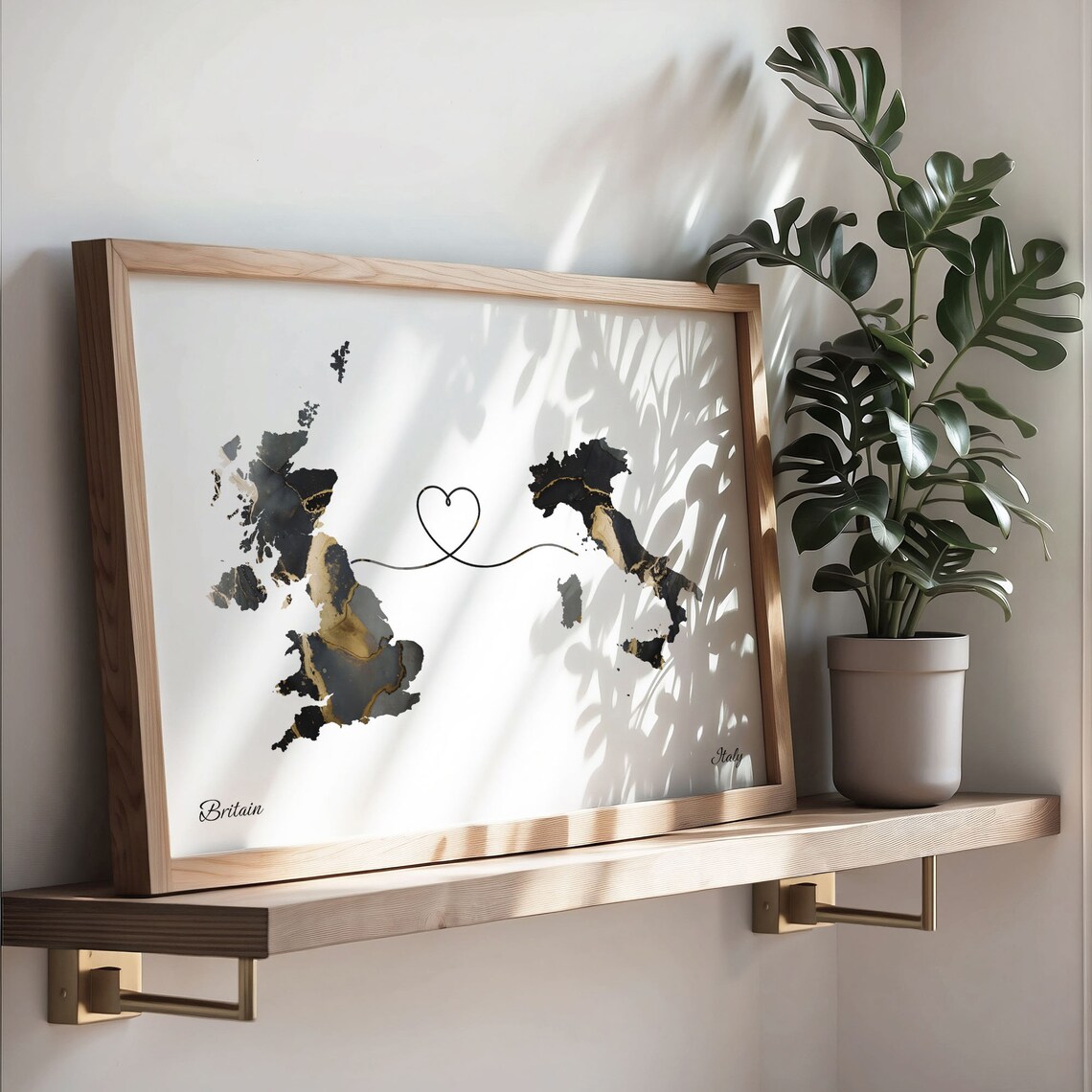 Britain to Italy Map Poster, Global Love Travel Print - Image 3
