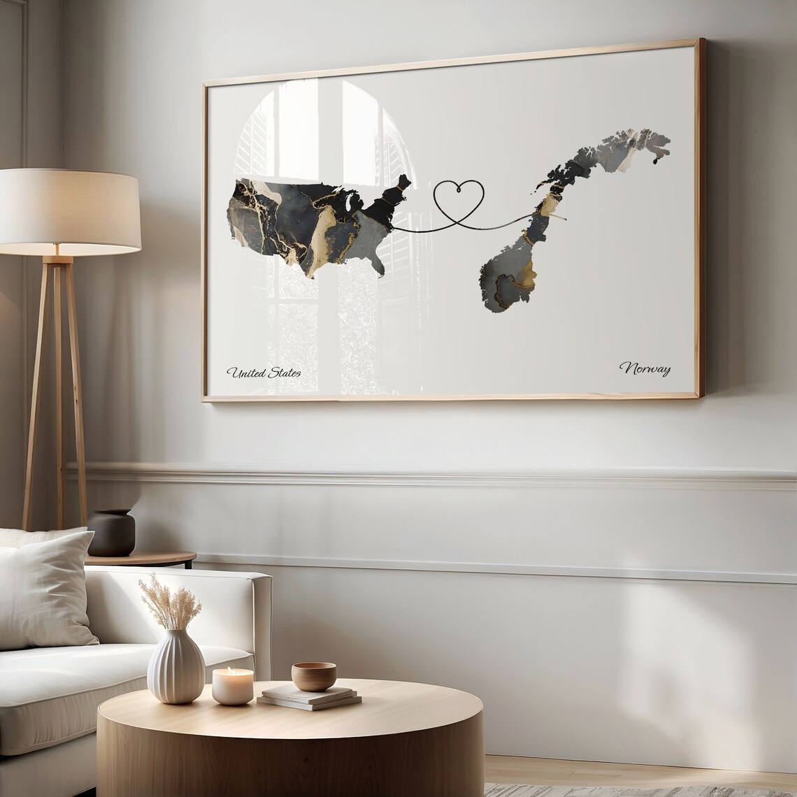 USA to Norway Map Print, Travel Poster - Image 2