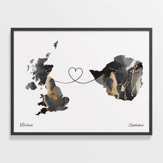 Britain To Zimbabwe Map Travel Poster