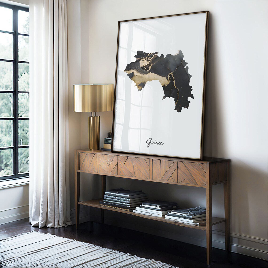 Guinea Elegant Black Gold Marble Country Map Home Decor Art Poster - Image 4